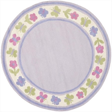 SAFAVIEH 6 x 6 ft. Round Novelty Kids Lavender and Multicolor Hand Tufted Rug SFK354A-6R
